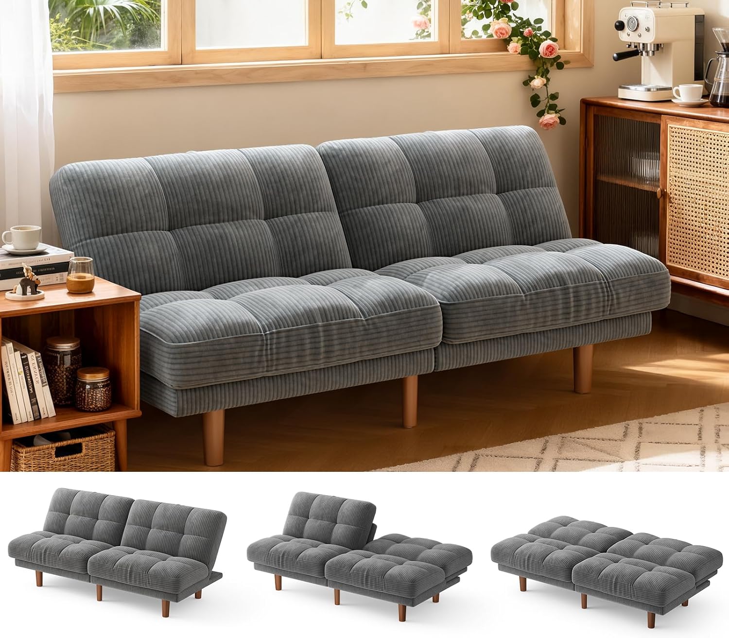 Home Office Guest Room - #Futon Sofa Bed Adjustable Backrest Recliner