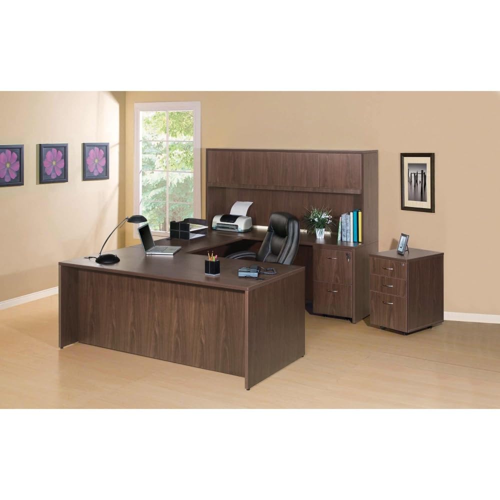 Drawer Pedestal Cabinet - Walnut Freestanding Mobile Pedestal File Cabinet