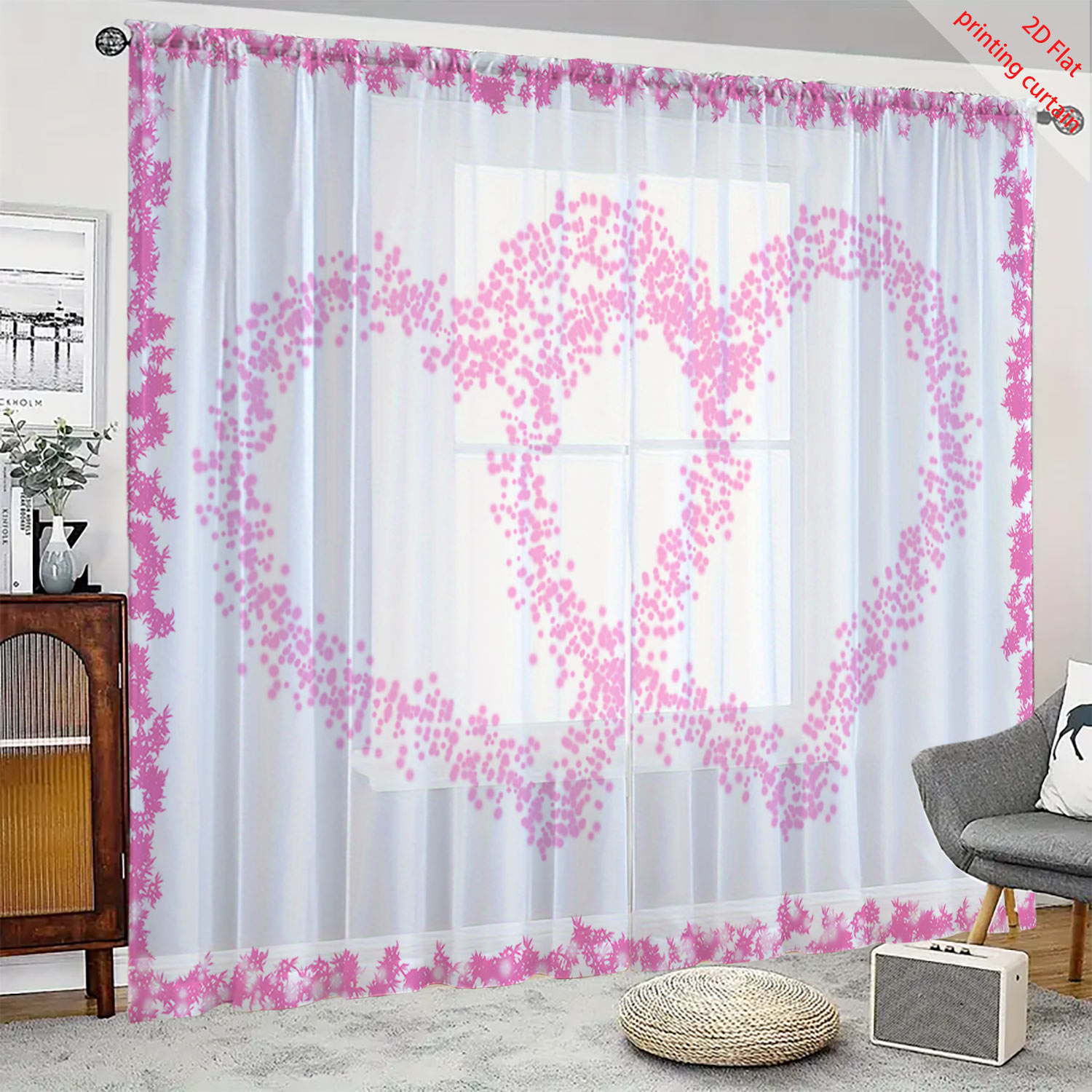 Heart Shaped Printed Transpare - огляд і ціна Home Office Windows