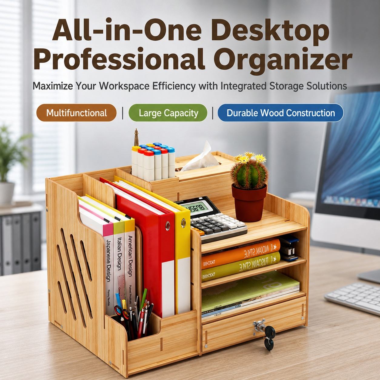 Home Organizer Rack Wooden Des - огляд і ціна Letter Tray Desk