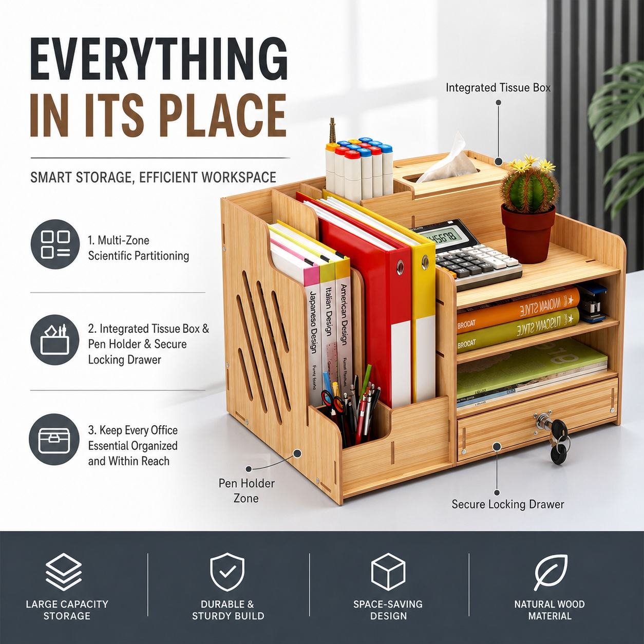 Home Organizer Rack Wooden Des - огляд і ціна Letter Tray Desk