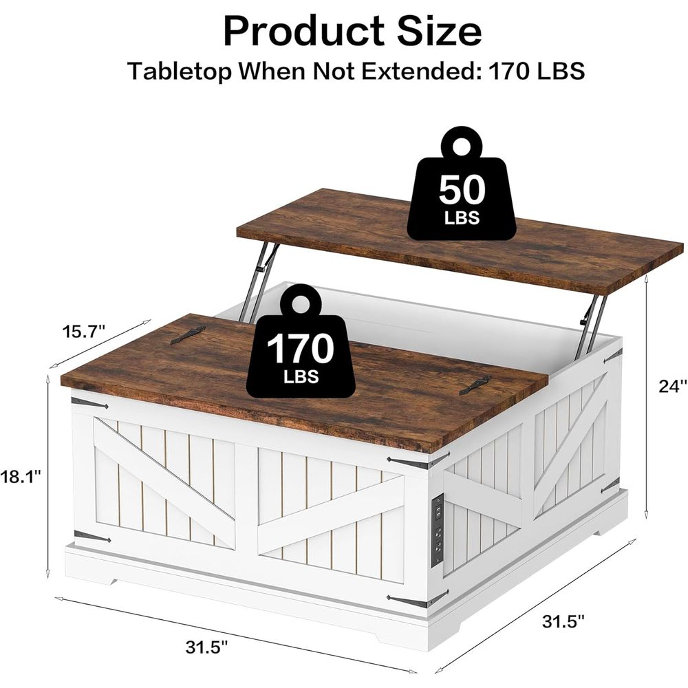 36 Lit Top Coffee Table with S - огляд і ціна Desk Charging Station