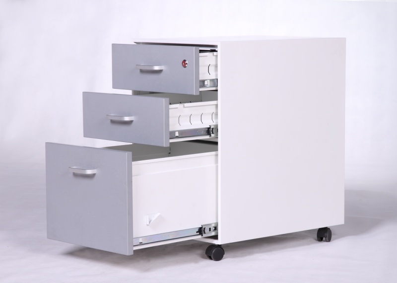 White & Grey Metal Mobile Pede - огляд і ціна Drawer Pedestal Cabinet