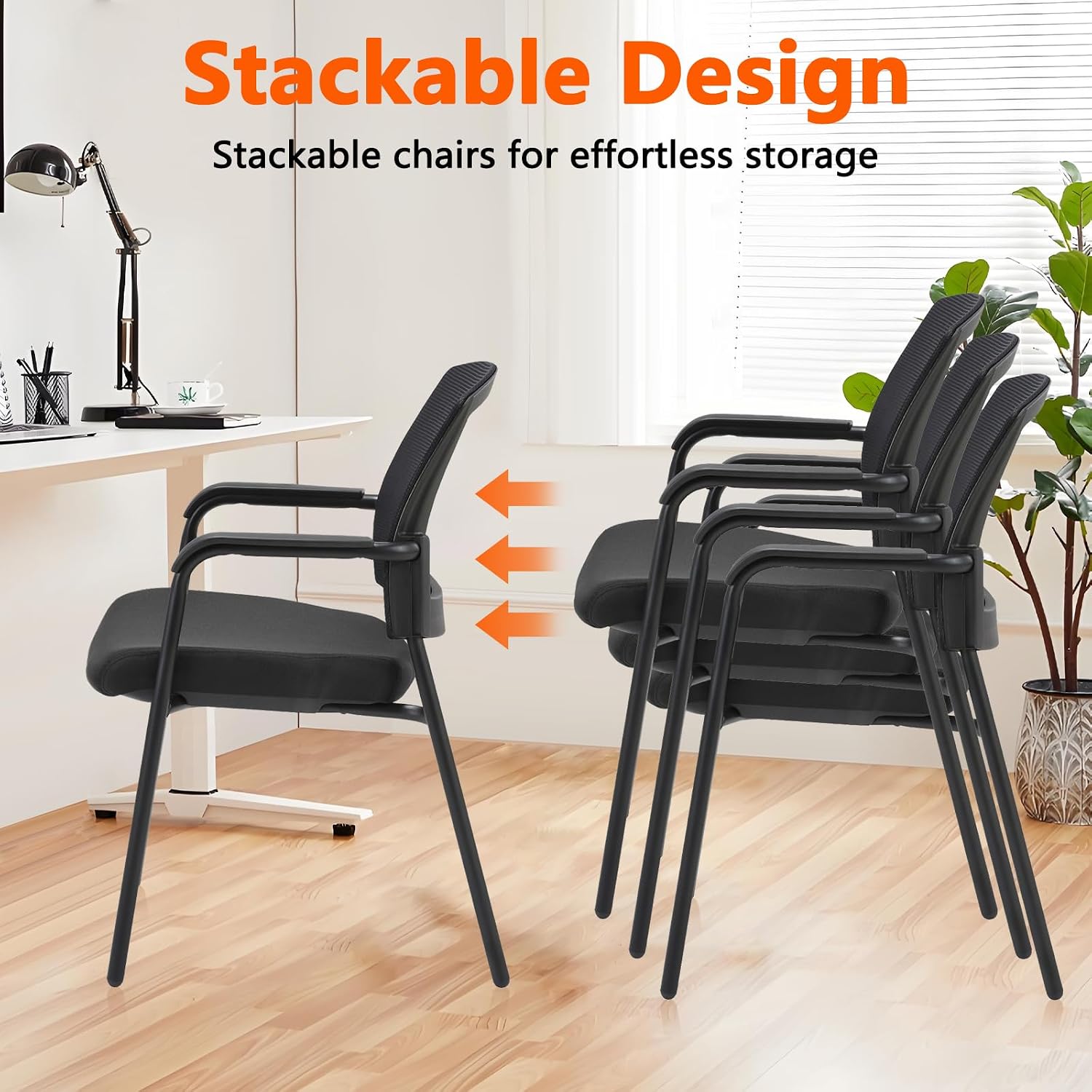 Black Stacking Chairs Stackabl - огляд і ціна Home Office Guest Room
